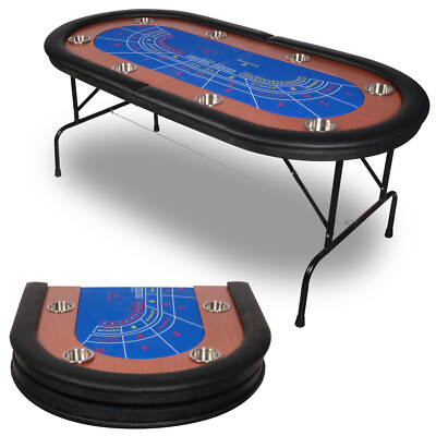 LUCKYERMORE 70'' Foldable Poker Table 8 Players Casino Texas Holdem w/Cup Holders