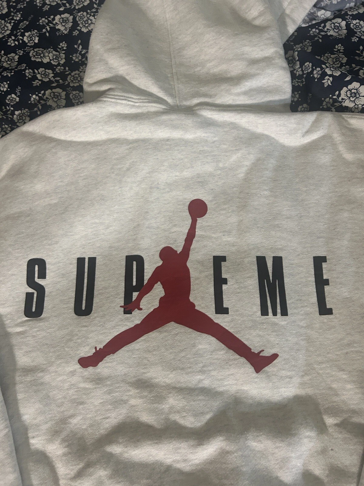 Felpa con cappuccio uomo taglia M Medium FW24 Supreme Jordan grigio cenere