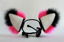 HOT PINK FOX ears furry kitty cat EAR wolf NECOMIMI COVERS ONLY cosplay anime