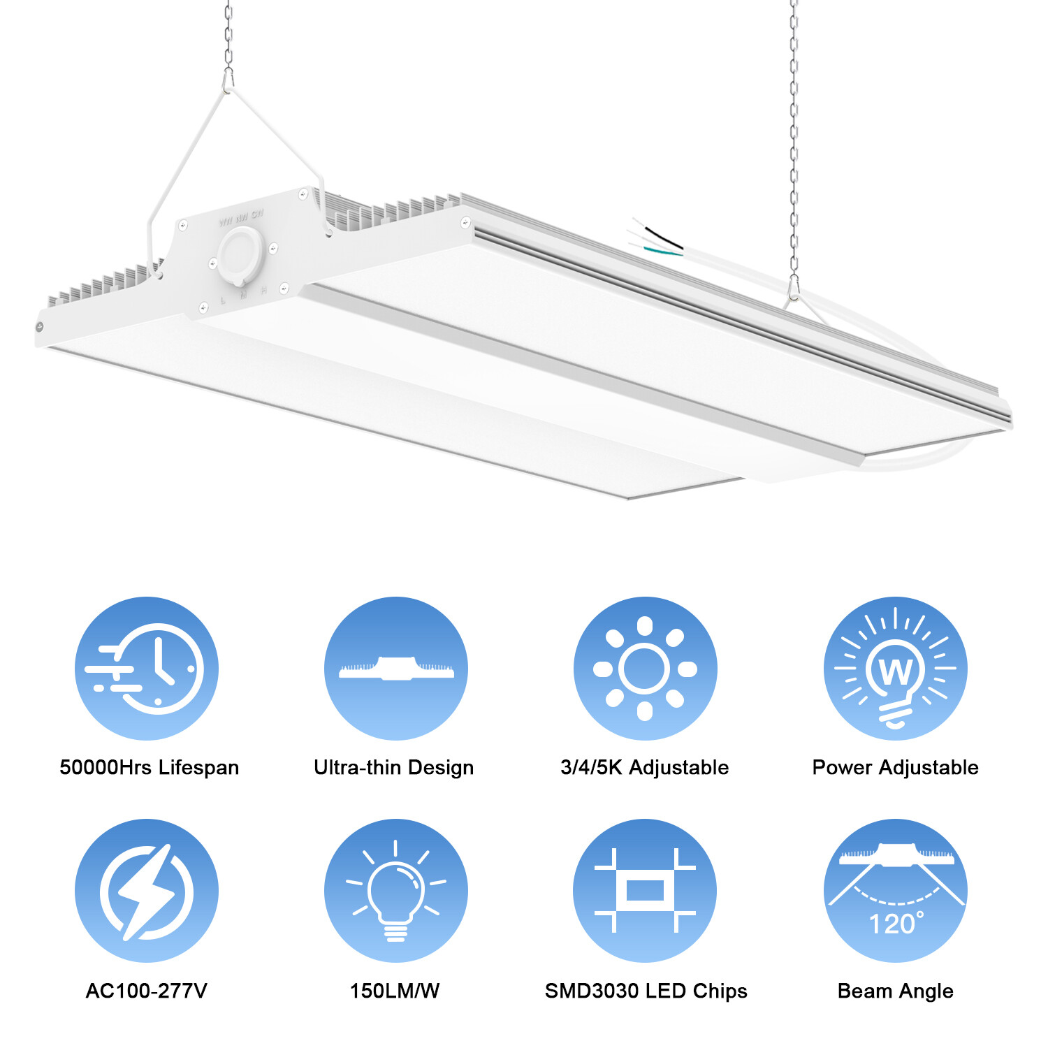 300Watt LED Linear High Bay Shop Light Commercial Warehouse Factory Hanging Lamp