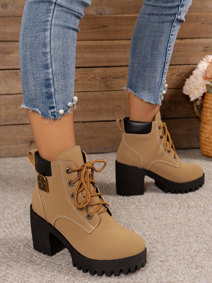 Botas Altas Elegantes Casuales de Invierno Zapatos Para Mujer Tacon Cuadrado