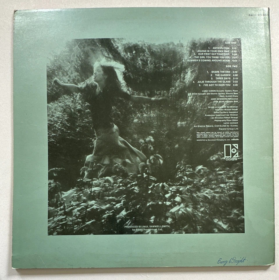 Carly Simon  Anticipation  LP Vinyl Record  EX/VG+ - Image 3 of 4