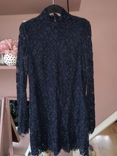 Ladies H&M navy lace long sleeve dress size uk 12 us 8 worn once stunning