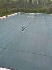 20x40 LoopLoc Green Mesh Rectangle Swimming Pool Safety Covers w/ Right End Step