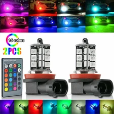 LED Fog Light Bulbs H8 H9 H11 Light 16 Color Changing RGB Remote High Power 2X