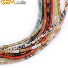 Natural Howlite Tiger Eye Beads Tube Column Spacer Beads Jewelry Making 15"2x4mm