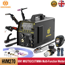 New HVM270 6IN1 MIG Welder Gas/Gasless MIG HF TIG Air Plasma Cutting Machine UK