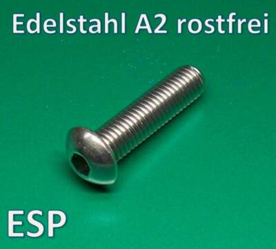 Linsenkopfschrauben ISO 7380 Edelstahl V2A Innensechskant M3 M4 M5 M6 M8 M10