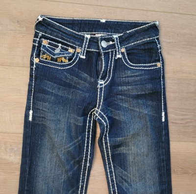 True Religion Joey Blue Jeans Womens Girls Pants size 25 Chain