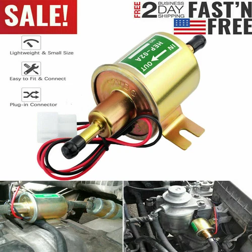 12V Electric Fuel Pump 4-7PSI Universal Gas Diesel Inline Low Pressure HEP-02A - Bild 1 von 10