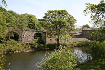 Photo 12x8 Helmshore: Railway viaduct, mill dam, and part of Higher ...