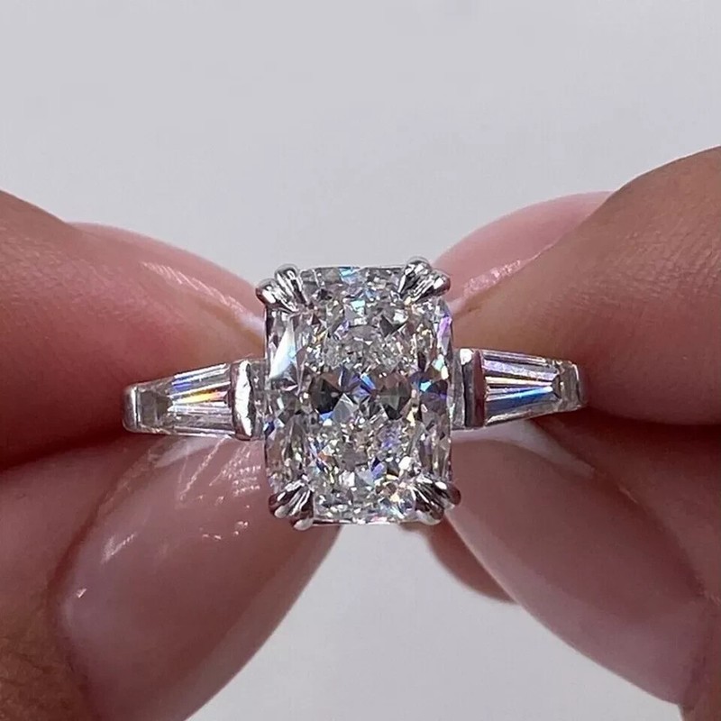 Wedding Engagement Ring Cushion 3.10 Ct IGI Certified Lab Grown 18K White Gold