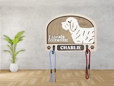 Dog Leash Hanger for Wall, Dog Leash Holder Personalized Dog Breed Leah Holder