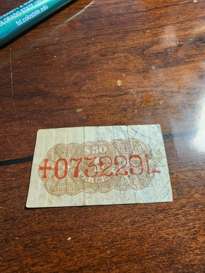 Rare 50 Cent Consol Quarterly 3 Months Interest Cupon 1885 From $50 Bond - Image 2 of 2