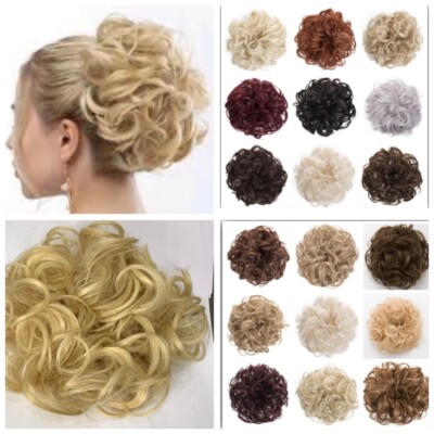Lockiges großes unordentliches Dutt Haar Scrunchie Koko synthetisches Haarteil natürlicher Look