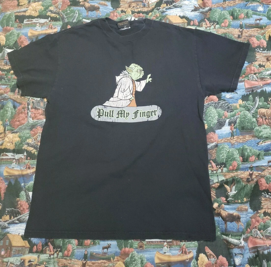 Star Wars Yoda My Finger Pull Jedi Master Funny Movie Promo Shirt M