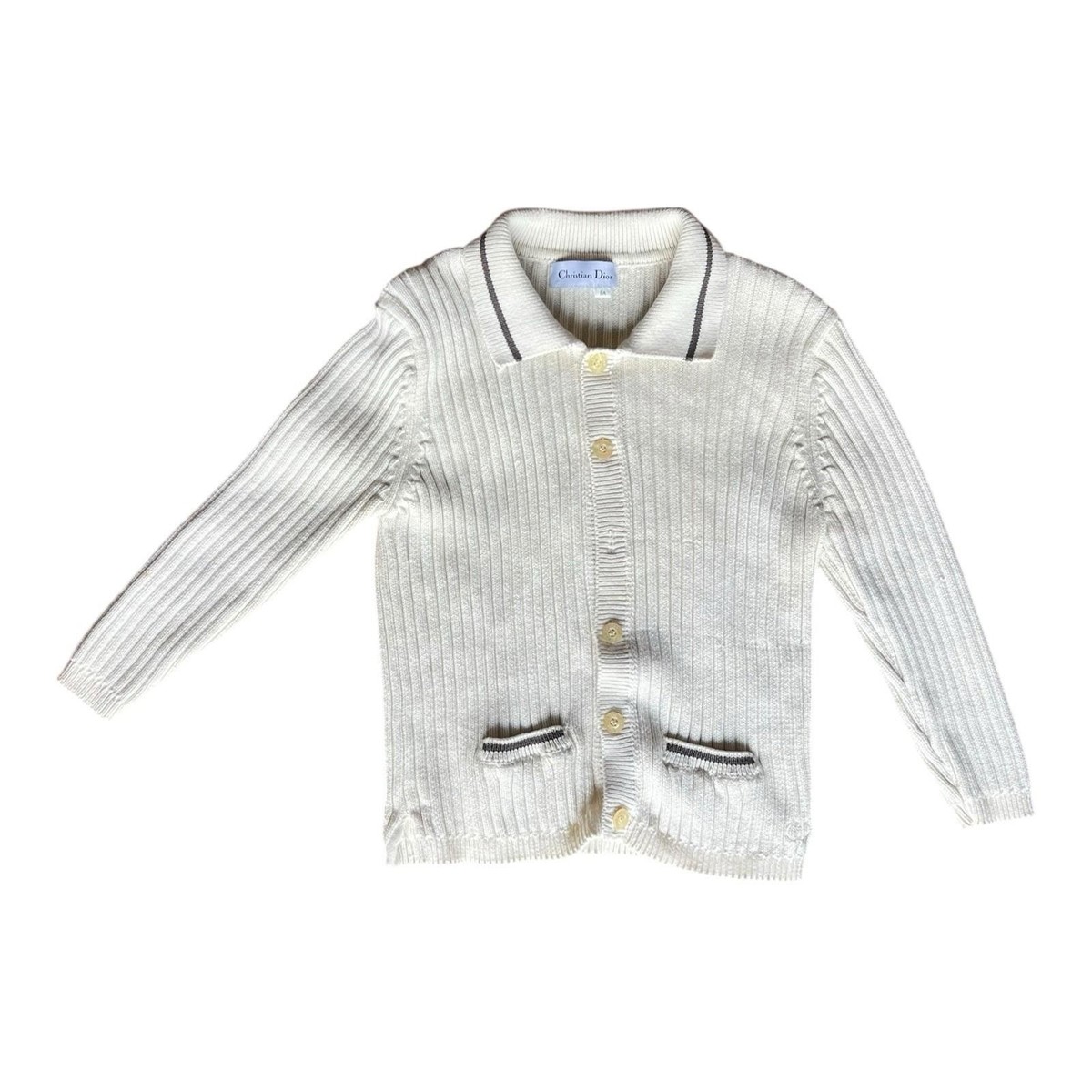 Vintage Christian Dior Jeunes Terry Cardigan 8a Blue Stripe Made 