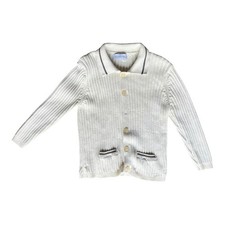 Vintage Christian Dior Jeunes Terry Cardigan 8a Blue Stripe Made in USA