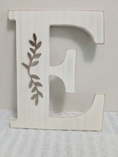 Large White Wooden Letter E Wall or Door Decor Initial 10.5  X 8.5"