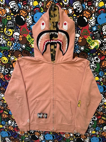 A BATHING APE (BAPE) Felpa con cappuccio doppio squalo A Bathing Ape Salmon