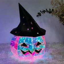 12" 3d Led Wizart Hat Pumpkin Light for Party, Halloween, Christmas Decoration