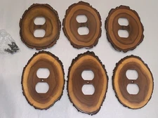 Sliced Apricot Wood Outlet Covers~Lot of 6~Neat Cabin Decor~Cool!