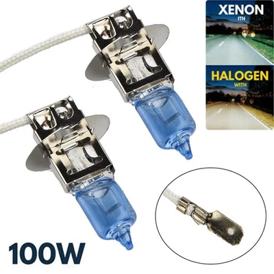 2 - H3 100W Paire Xénon Halogène Super Blanc Direct Rechange Brouillard Ampoules - Photo 1/4