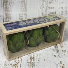 New Pure Candle Handcrafted Artichoke Clean Wax Candles Mini Wood Crate of 3