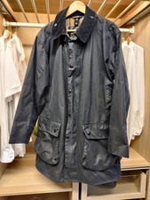 BARBOUR BORDER WAX JACKET size 42" NAVY WAXED COTTON MENS ALL WEATHER COUNTRY