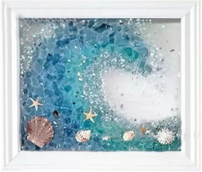 DIY Mosaic Kit for Adults Complete Glass Mosaic Craft Kit with Sea Glass, Resi