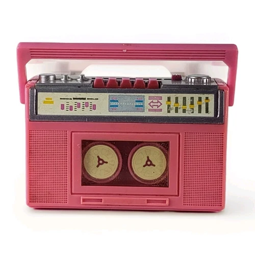 Vintage Barbie Action Accents Boombox Cassette Wind Up Toy 1980s WORKING