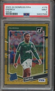 2023-24 Donruss Fifa Endrick - Gold Prizm Rc /10 - Psa 9 Mint