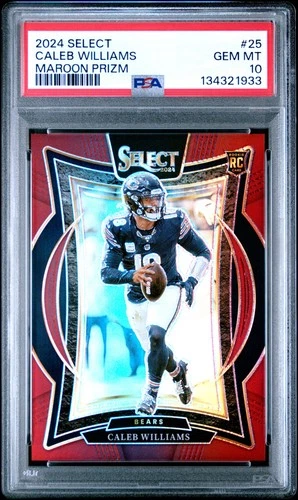 2024 PANINI SELECT MAROON PRIZM #25 CALEB WILLIAMS ROOKIE RC 33/149 PSA 10