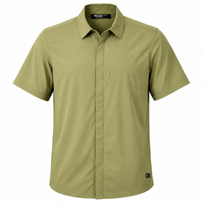 Outdoor Research Astroman Air Shirt Mens XL Green Short Sleeve Snap Up New