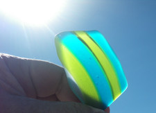 Sea Glass, Large Thick Blue Green and Clear