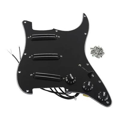 Alnico 5 Dual Rails SSS ST 11 Löcher vorverdrahtet geladen Gitarre Schlagbrett schwarz 3-lagig