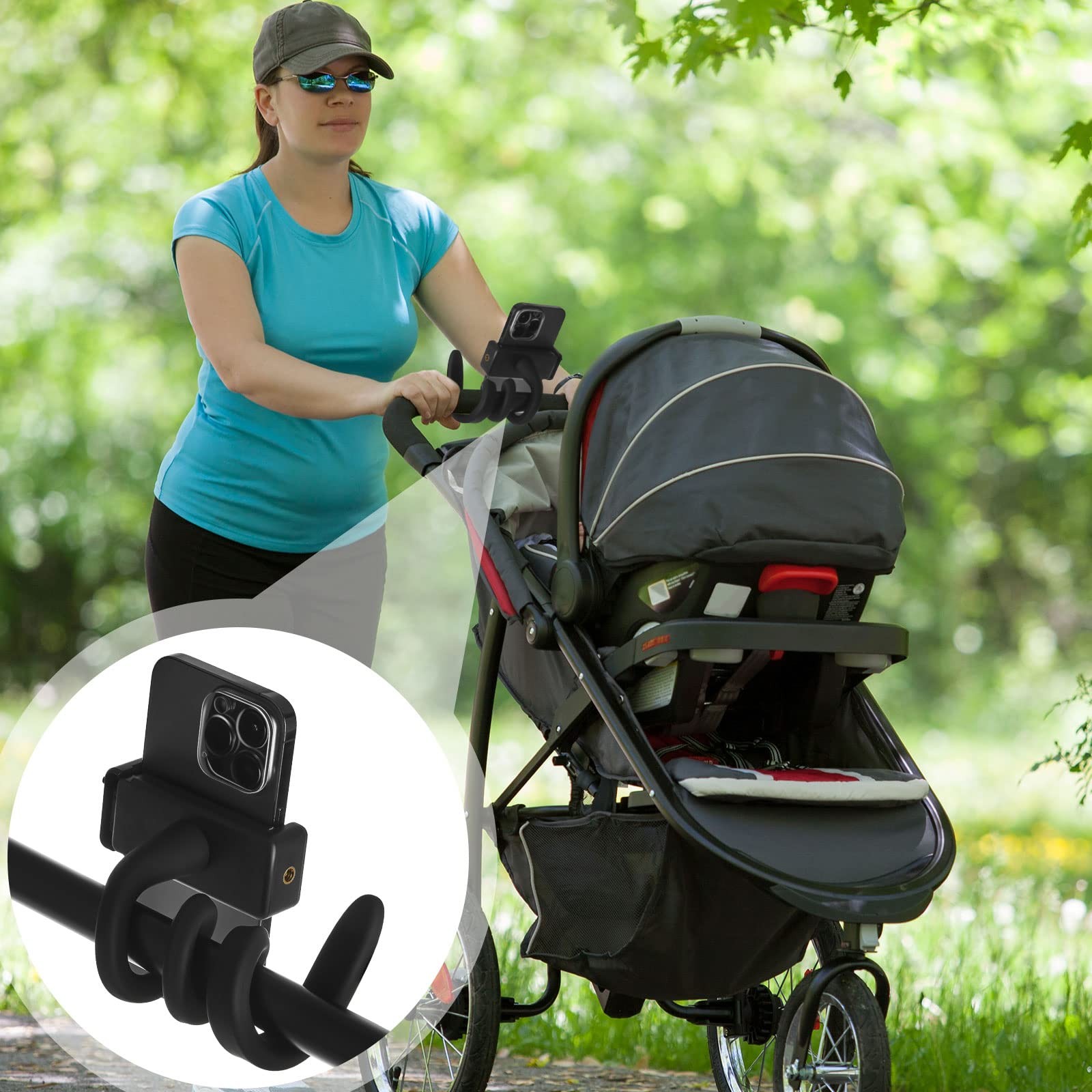 2 Pcs Stroller Phone Holder Portable Cell Phone Holder Stand Universal Stroll...