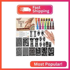 Temporary Tattoo Kit with 20 Sheets Stencils, 14 Ink Colors Accessories