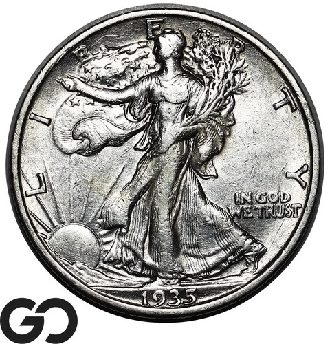 1935-S Walking Liberty Half Dollar, Choice AU Tougher San Francisco Issue