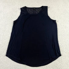 90 Degrees Womens Semi Sheer Open Back Athletic Tank Top Navy Blue Size L
