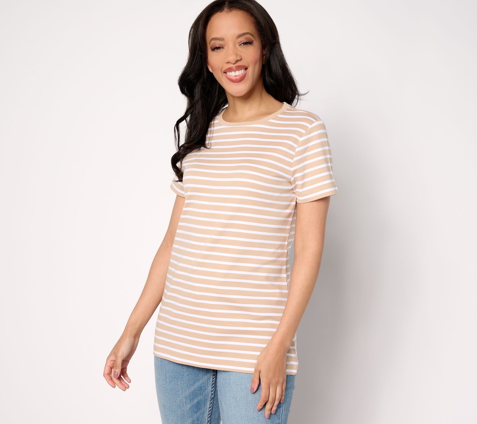 Isaac Mizrahi Live! Women's Top Sz XL Essentials Pima Cotton Brown A646519