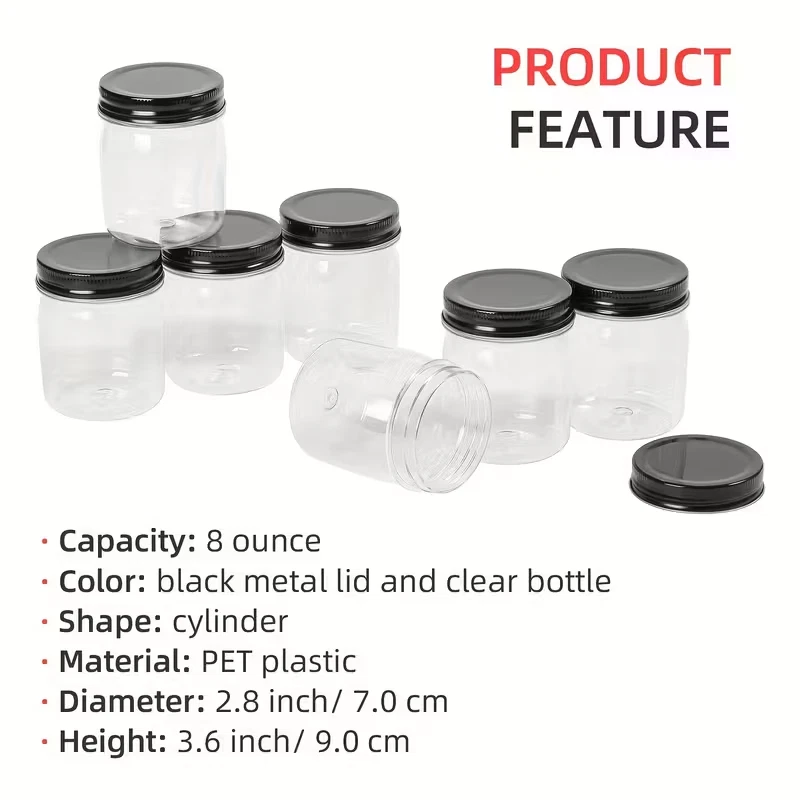  8oz Clear Plastic Mason Jars with Flip Top Lids - Reusable, BPA-Free, Mul - Image 4 of 4
