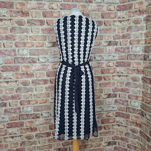 Phase Eight Dress Blue White Lace UK 12 Knee Length Straight Tie Waist - Picture 11 of 13