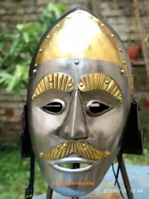 Medieval Designer Face Brass & steel Vintage Battle Armor Halloween Helmet - image 1 of 4