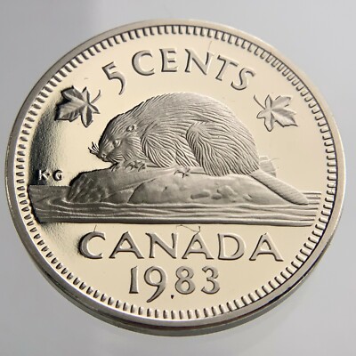 1983 Canada Proof 5 Cents Nickel KM#60.2a Uncirculated Coin Z012