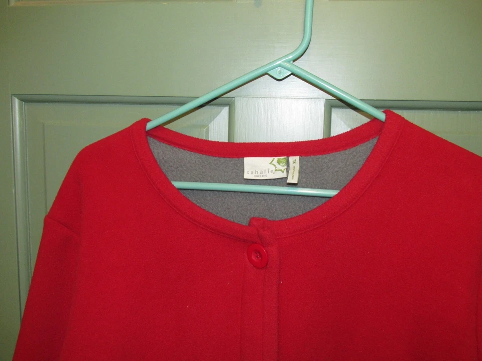 Chaqueta de vestir de invierno Sahalie para mujer roja con botones delanteros manga larga bolsillos talla XL Foto 2 de 4