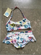 Mini Boden Toddler Girls 3-4 Swimsuit Two Piece Bikini Ivory White Floral Halter