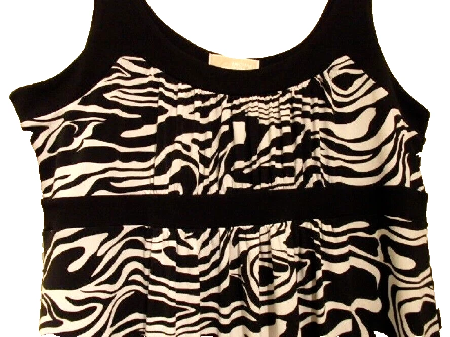 Abito smanicato donna MICHAEL KORS XL bianco e nero stampa animalier maglia