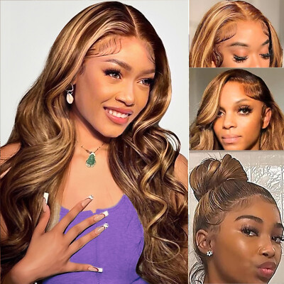 Highlight Ombre Body Wave 360 Lace Front Wigs Human Hair for Women Glueless Wig