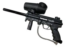 Good Used Tippmann A5 Paintball Gun & Barrel + Cyclone Feeder New Ball Detent